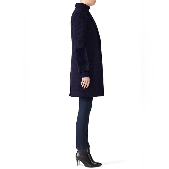 Anthropologie HUTCH Navy Elaina One Button Textured Mid Length Coat Size Large - Picture 8 of 16